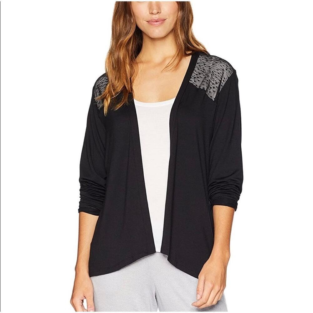 EBERJEY‎ Greta Super Soft Black Lace
Shoulder Long Sleeves Sleepy Cardigan